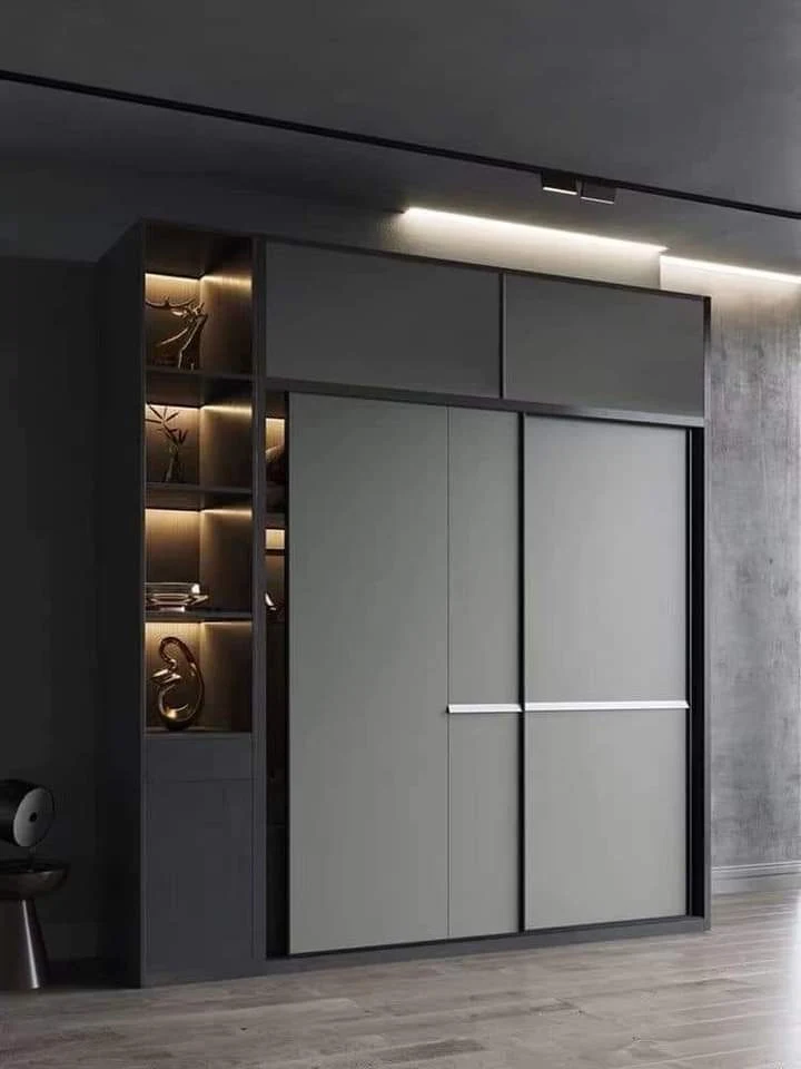 Charcoal Grey Sliding Wardrobe LED