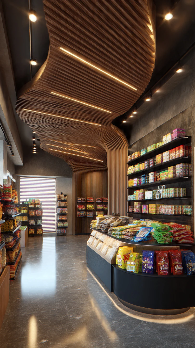 Curved Wooden Rafters Ceiling