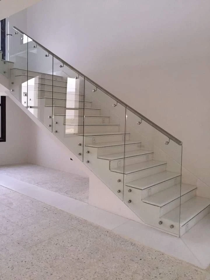 Glass Railing Marble Steps Staircase