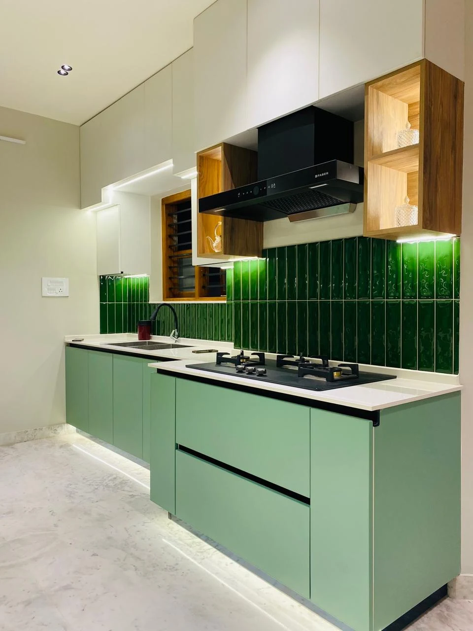 Green Modular Kitchen Chimney