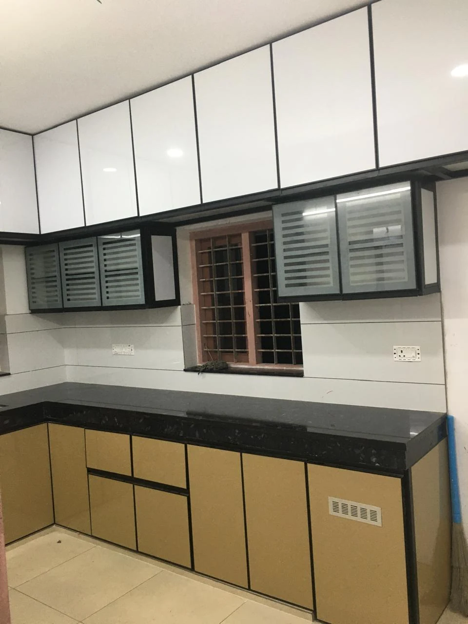 L-Kitchen Cabinets Glass Shutters