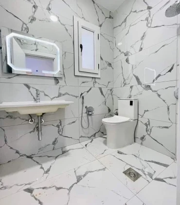 Marble Tiled Bathroom LED Mirror