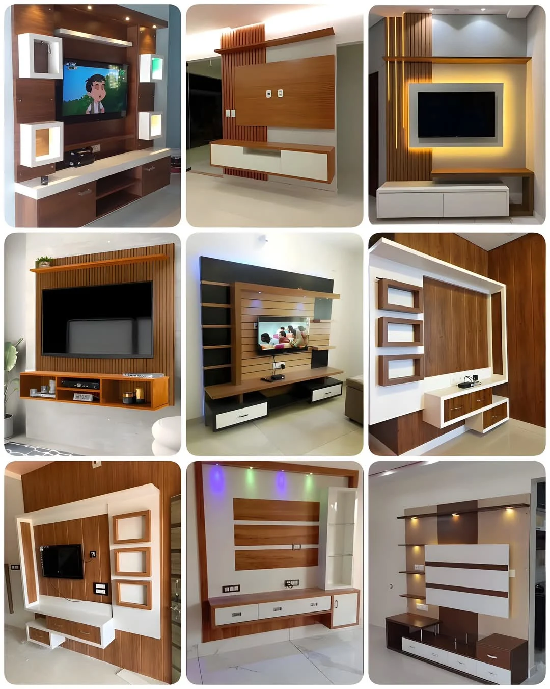 Modern TV Wall Cabinet Design Grid