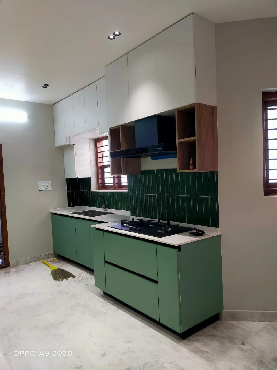 Olive Green Modular Kitchen Counter