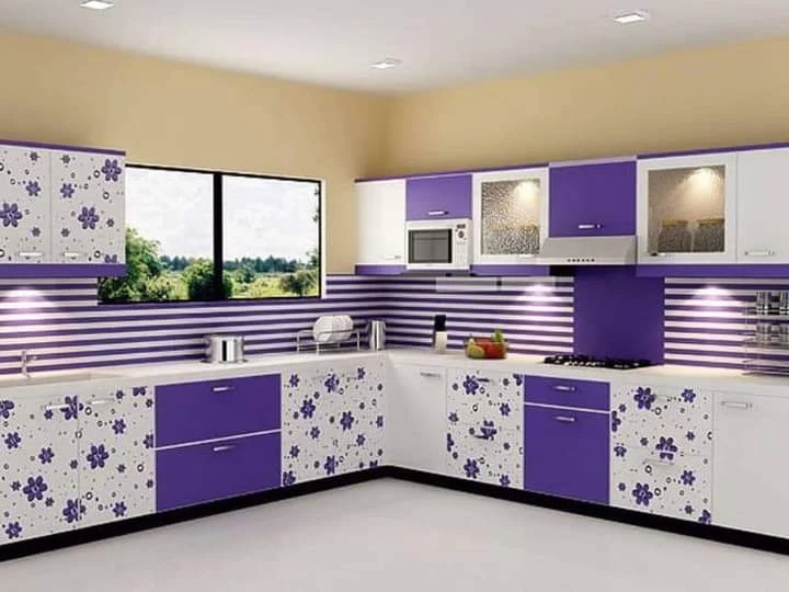 Purple & White Modular Kitchen