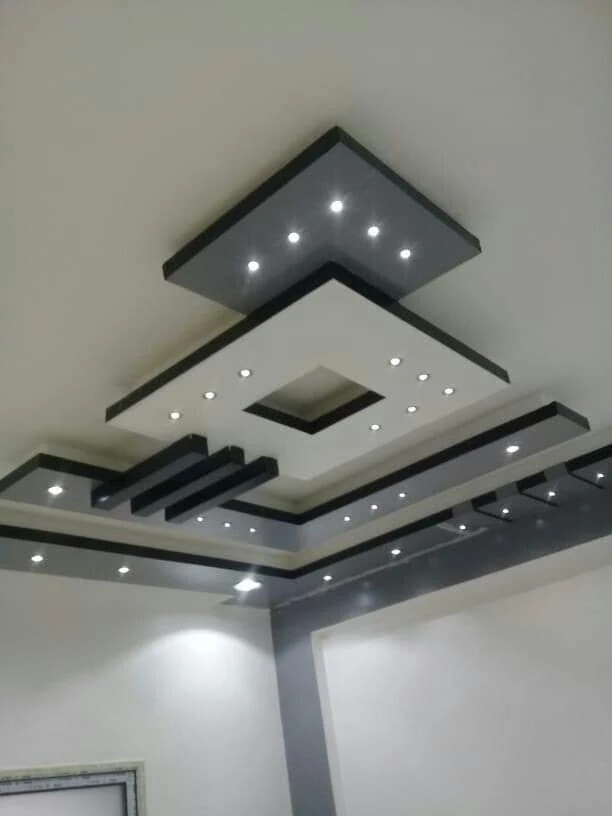 Tiered Black & Grey False Ceiling