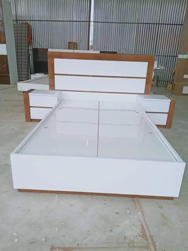 White Glossy Bed Storage Frame