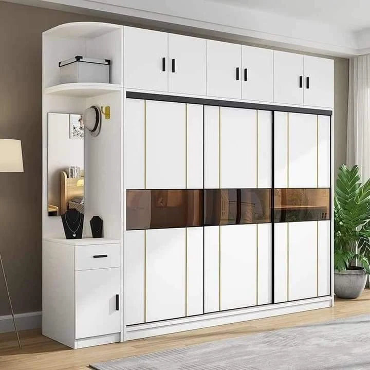 White & Gold Sliding Wardrobe Vanity