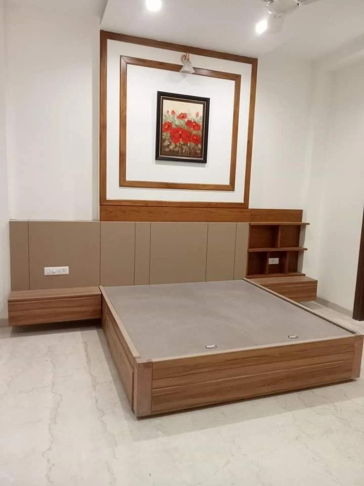 Wooden Platform Bed Back Panelling